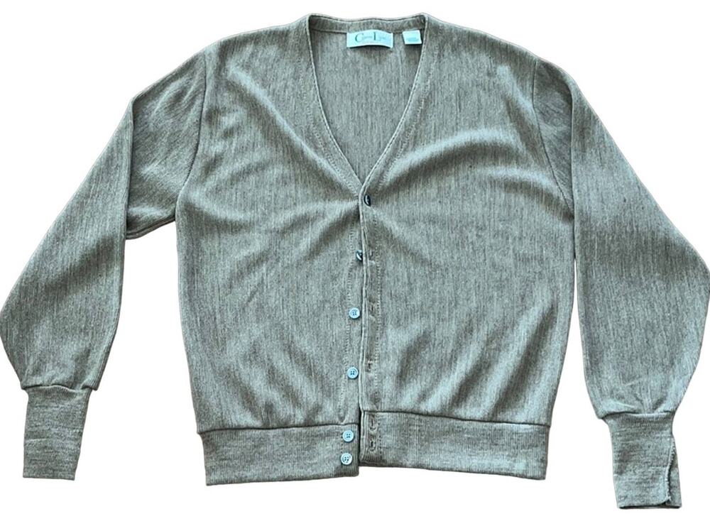 Vintage Cypress Links Sweater Tan Cardigan Acrylic Golf Knit Classic Grandpa-L